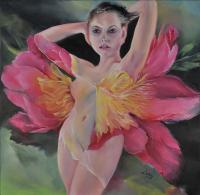 Christiane Surian Peinture onirique - Blossoming 60/60 cm oil on canvass