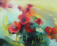 Christiane Surian Peinture onirique - Poppy 41/33 oil on canvas